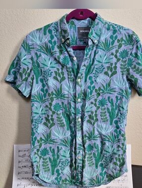 Bonobos Desert Linen Cactus Button Up shirt S